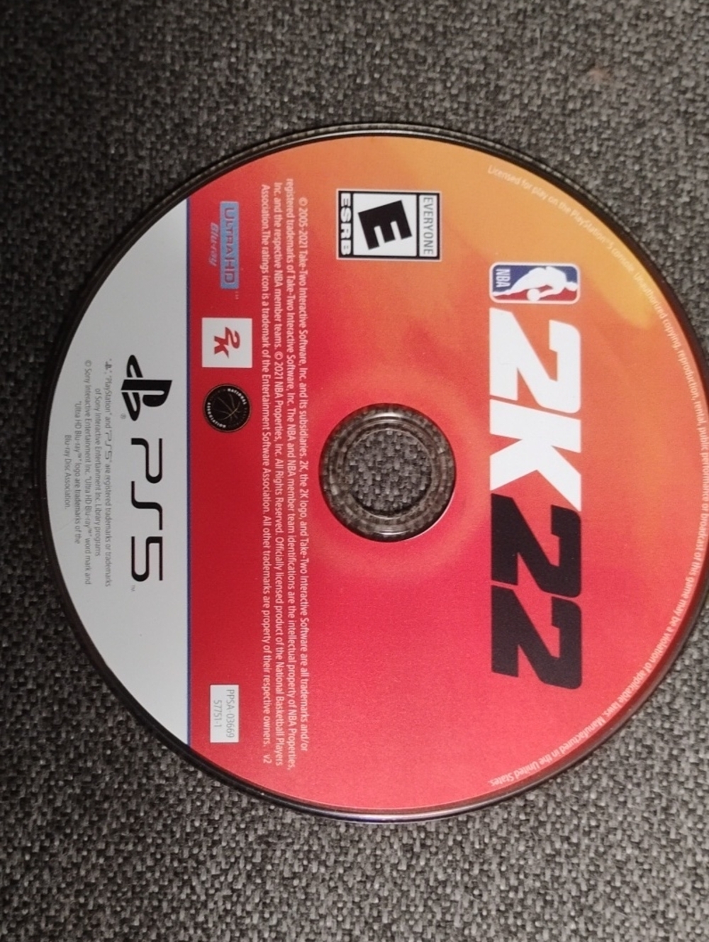 Sony PS5 NBA 2K22 Game Disc - Red and Orange Gradient